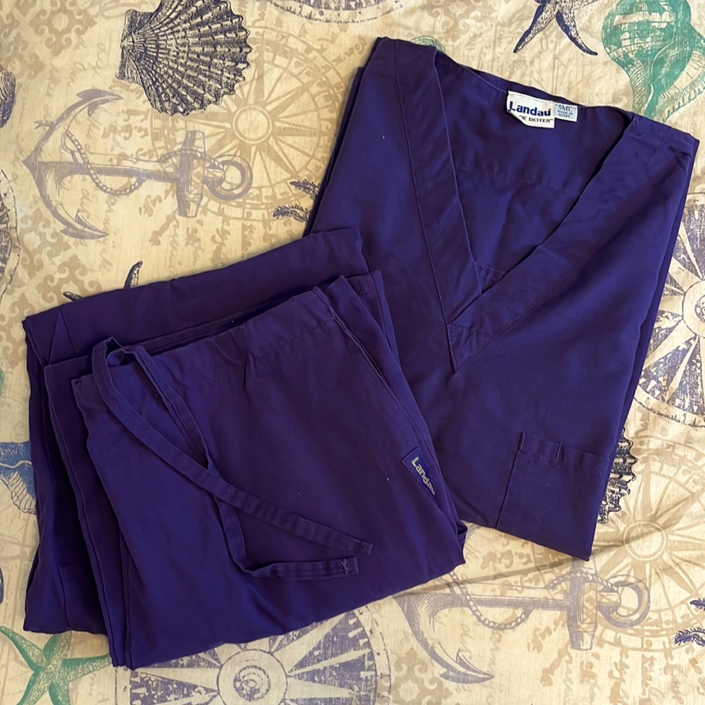 Purple Landau Scrub Top & Pants